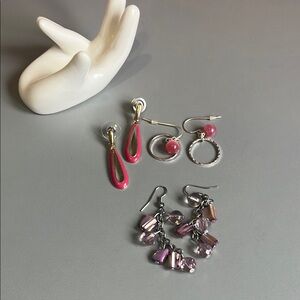 Elegant Pink and Purple Earrings Set